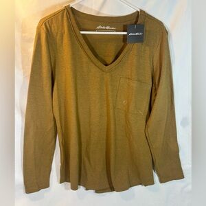 Eddie Bauer SIZE LARGE women’s long-sleeved shirt in mustard.